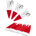 Christmas Santa Hats Silverware Holders for Party Dinner Table Dinnerware Decorations Supplies